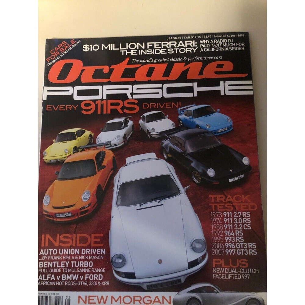 OCTANE MAGAZINE AUG 2008 MORGAN AEROMAX AUTO UNION D PORSCHE 911RS FERRARI CALIF